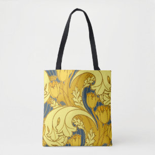 blauw goudpatroon draagtas