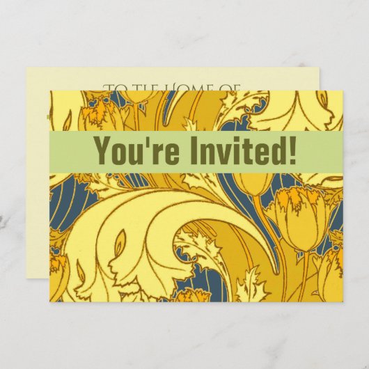 blauw goudpatroon kaart (Voorkant / Achterkant)