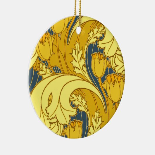  blauw goudpatroon keramisch ornament (Rechts)