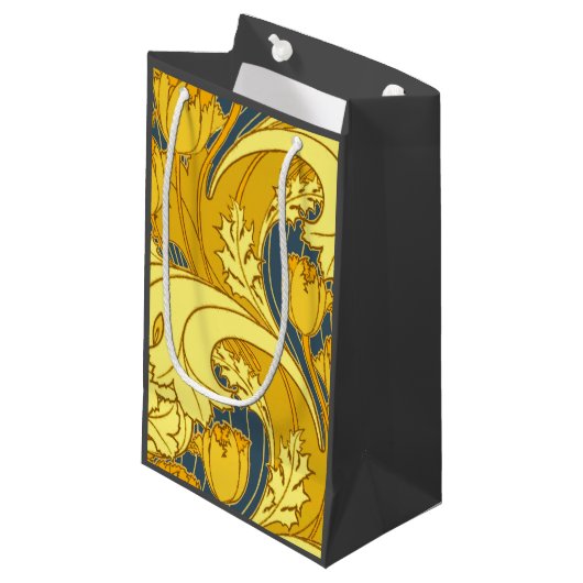  blauw goudpatroon klein cadeauzakje (Voorkant Gekanteld)