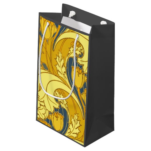  blauw goudpatroon klein cadeauzakje (Achterkant Gekanteld)