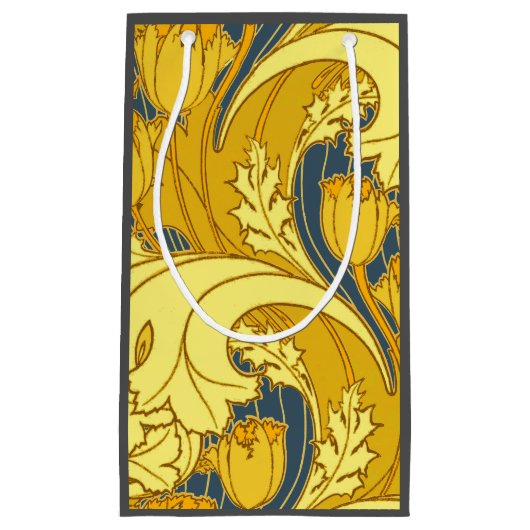  blauw goudpatroon klein cadeauzakje (Voorkant)