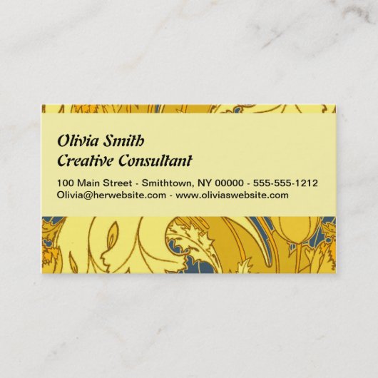 blauw goudpatroon visitekaartje (Voorkant)