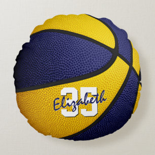blauw goudteam kleuren jongens basketbalkamer rond kussen