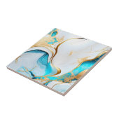 blauw goudwit marmerontwerp tegeltje (Zijkant)