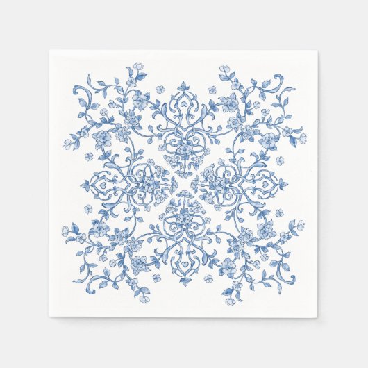 Blauw  Grace Victoriaans Boho Bloemen Bruiloft Servet (Voorkant)