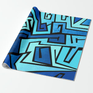 Blauw graffiti-ontwerp cadeaupapier
