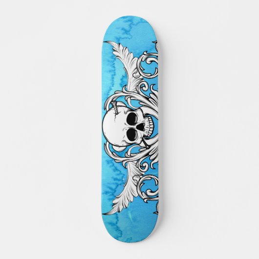 Blauw graffiti skateboard met schedel (Voorkant)
