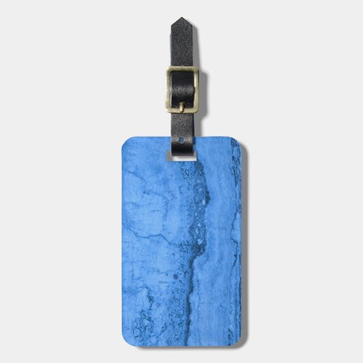 Blauw Graniet patroon blauw marmer blauwe rotsstee Bagagelabel (Voorkant verticaal)