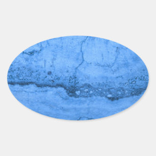 Blauw granietpatroon, blauwe marmer, blauwe steen ovale sticker
