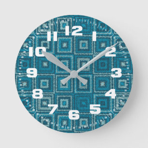 Blauw Granny Vierkant patroon Ronde Klok