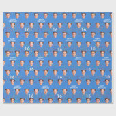 Blauw Grappig Aangepaste Gezichtsfoto 16e Verjaard Cadeaupapier (Vlak)