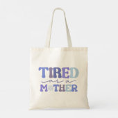 Blauw grappig moe als een moeder citaat tote bag (Achterkant)