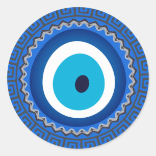 blauw Grieks Mandala Nazar Evil Eye Amulet Ronde Sticker
