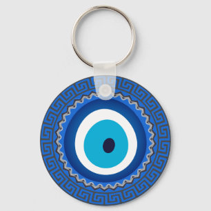  blauw Grieks Mandala Nazar Evil Eye Amulet Sleutelhanger