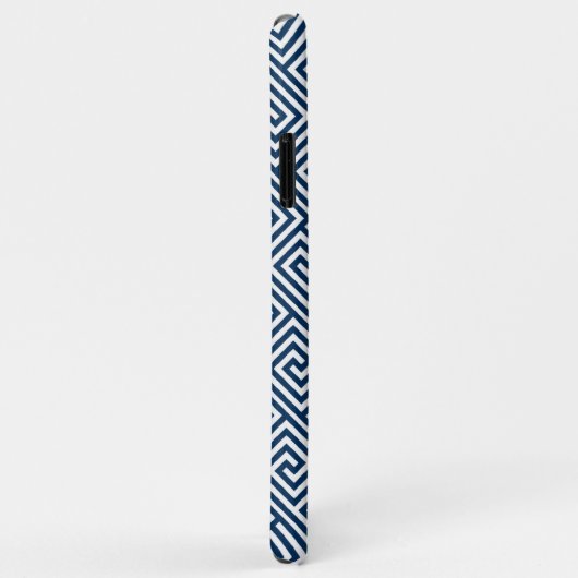 Blauw Grieks sleutelpatroonmonogram Case-Mate iPhone Case (Achterkant/rechts)