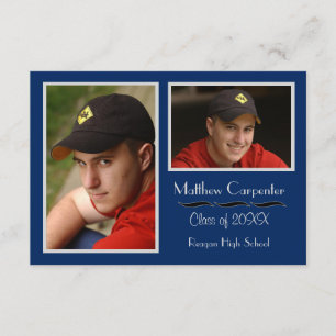 Blauw & grijs 2 Fotocollage -3x5 Afstudeerder Aank Kaart