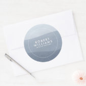 Blauw-grijs Abstract landschap Ronde Sticker (Envelop)