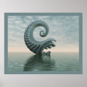 Blauw-grijs Abstract waterlandschap Poster (Voorkant)