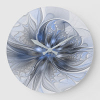 Blauw Grijs Aquarel Abstract Bloemachtige Fractale