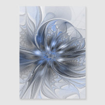 Blauw Grijs Aquarel Abstract Bloemmotief Fractale 
