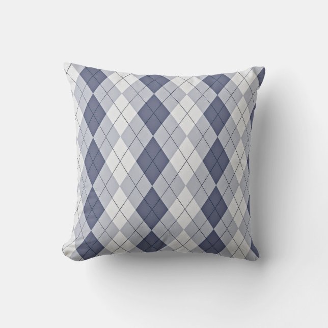 Blauw Grijs Argyle Kussen (Voorkant)