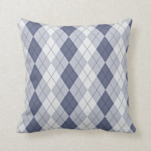 Blauw Grijs Argyle Kussen
