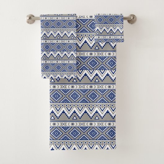 Blauw grijs Azteeks patroon Bad Handdoek (Insitu)