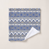 Blauw grijs Azteeks patroon Bad Handdoek (Wasdoekje)