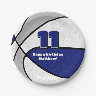 Blauw Grijs Basketbal Team Kleuren Sportfeest Papieren Bordje