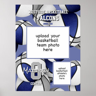 Blauw Grijs Basketbal Team Kleuren Team Foto Poster