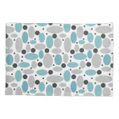 Blauw Grijs Bean Polka Dot Retro Patroon Home Deco Kussensloop (Achterkant)