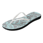 Blauw Grijs  Bloempatroon Vrouwen Flip Flop (Schuin)