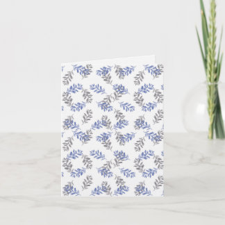 Blauw & Grijs Botanisch Aquarelpatroon Bedankkaart