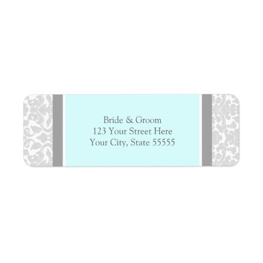 Blauw Grijs Bruiloft Aangepaste retour adreslabels Etiket (Voorkant)