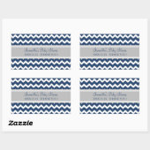 Blauw Grijs Chevron Baby shower Favor Stickers (Vel)