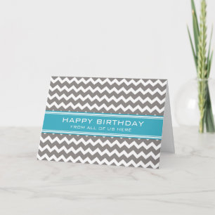 Blauw Grijs Chevron Business van de Verjaardag van Kaart
