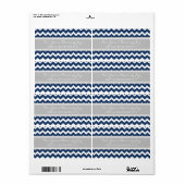 Blauw Grijs Chevron Cry Pakket Bruiloft Labels (Full Sheet)