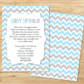 Blauw Grijs Chevron Jongen Baby Sprinkle Kaart