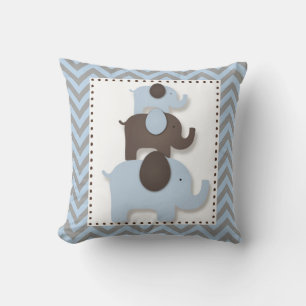 Blauw & Grijs Chevron Olifant Kussen