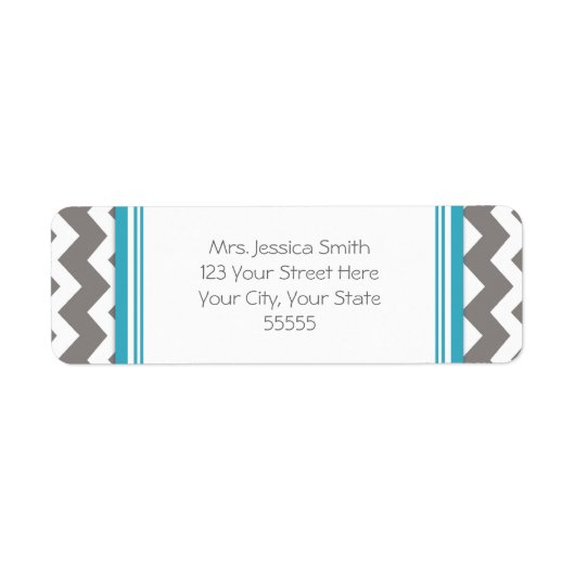 Blauw Grijs Chevrons Custom Return Adres Labels (Voorkant)