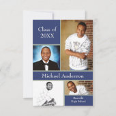 Blauw/grijs collage - 3x5 Afstuderen aankondiging (Voorkant)