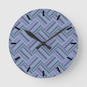 Blauw-grijs diagonaal omslagpatroon ronde klok