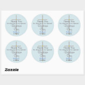 Blauw Grijs Doop Zoon Bedankt Ronde Sticker (Vel)