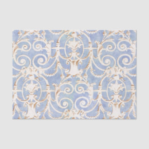  blauw grijs en beige Damask Patroon Tissuepapier
