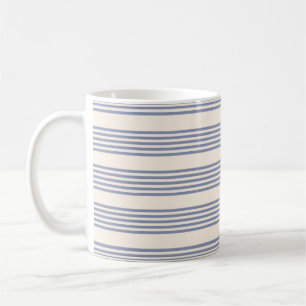 Blauw-grijs en beige vijf stripe patronen koffiemok