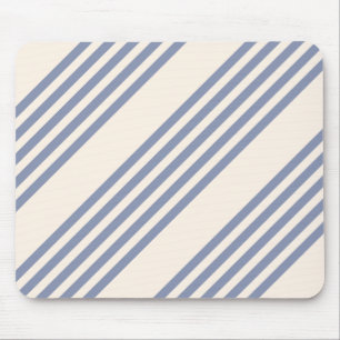 Blauw-grijs en beige vijf stripe patronen muismat