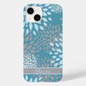 Blauw Grijs en Blauwgroen Modern Abstract Bloemenp Case-Mate iPhone Case (Achterkant)
