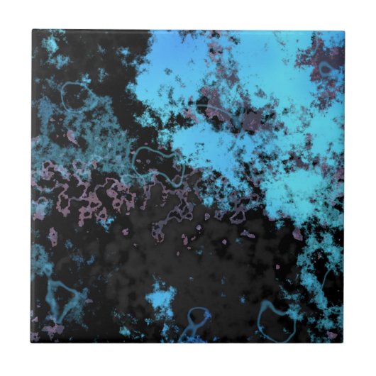 Blauw, Grijs en Paarse Marmer Abstract Tegeltje (Voorkant)