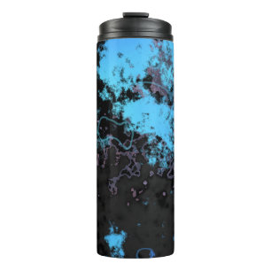Blauw, Grijs en Paarse Marmer Abstract Thermosbeker